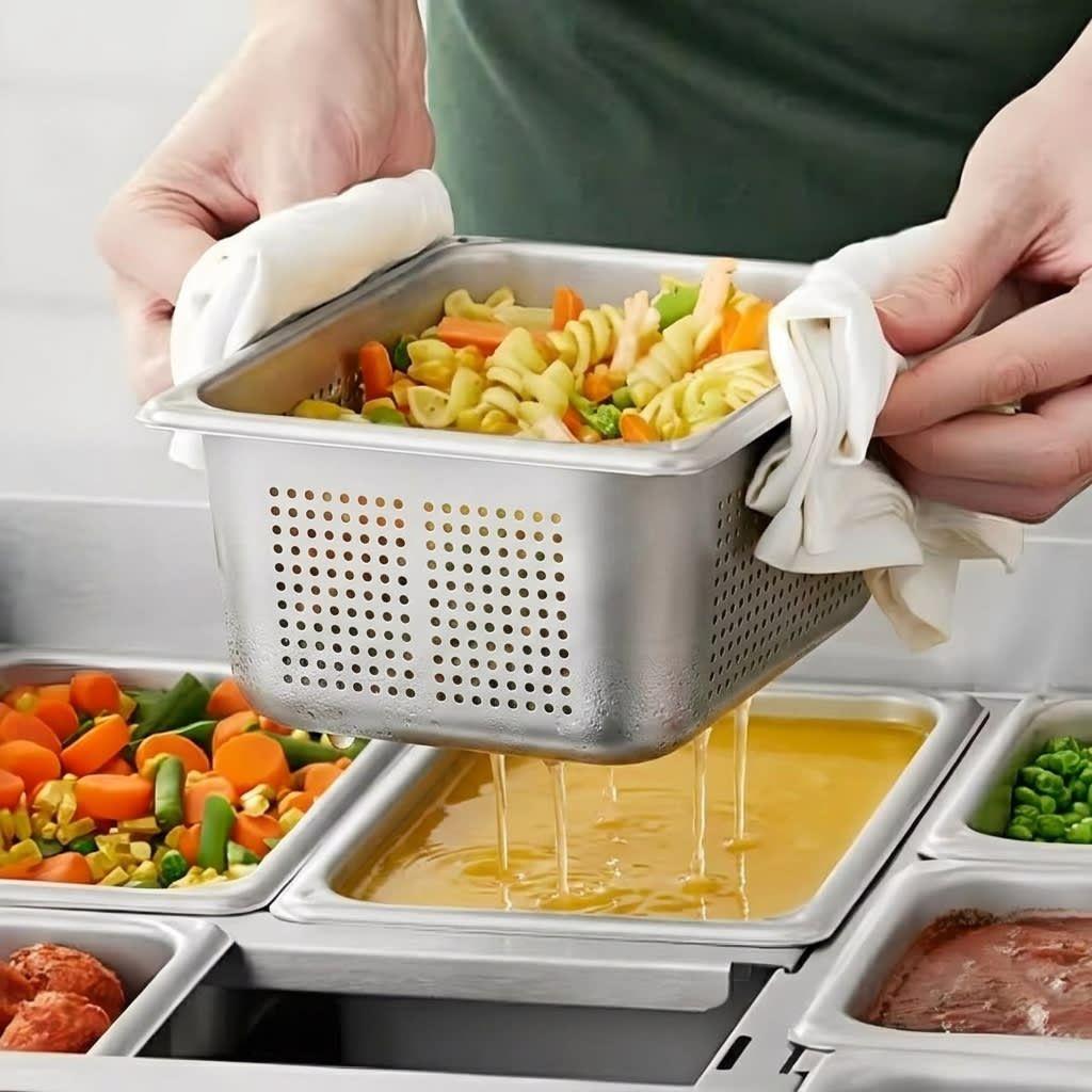 Pack 6 Depositos Gastro GN 1/3x 150 mm Acero Inox PERFORADO-2