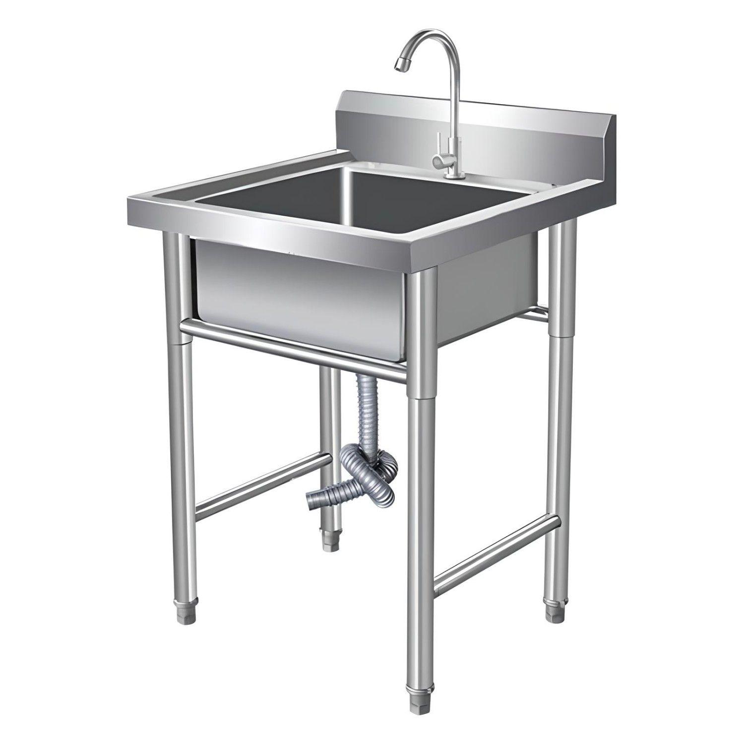 Lavafondos Acero Inoxidable 50x50x90 cm. Con Grifería-9