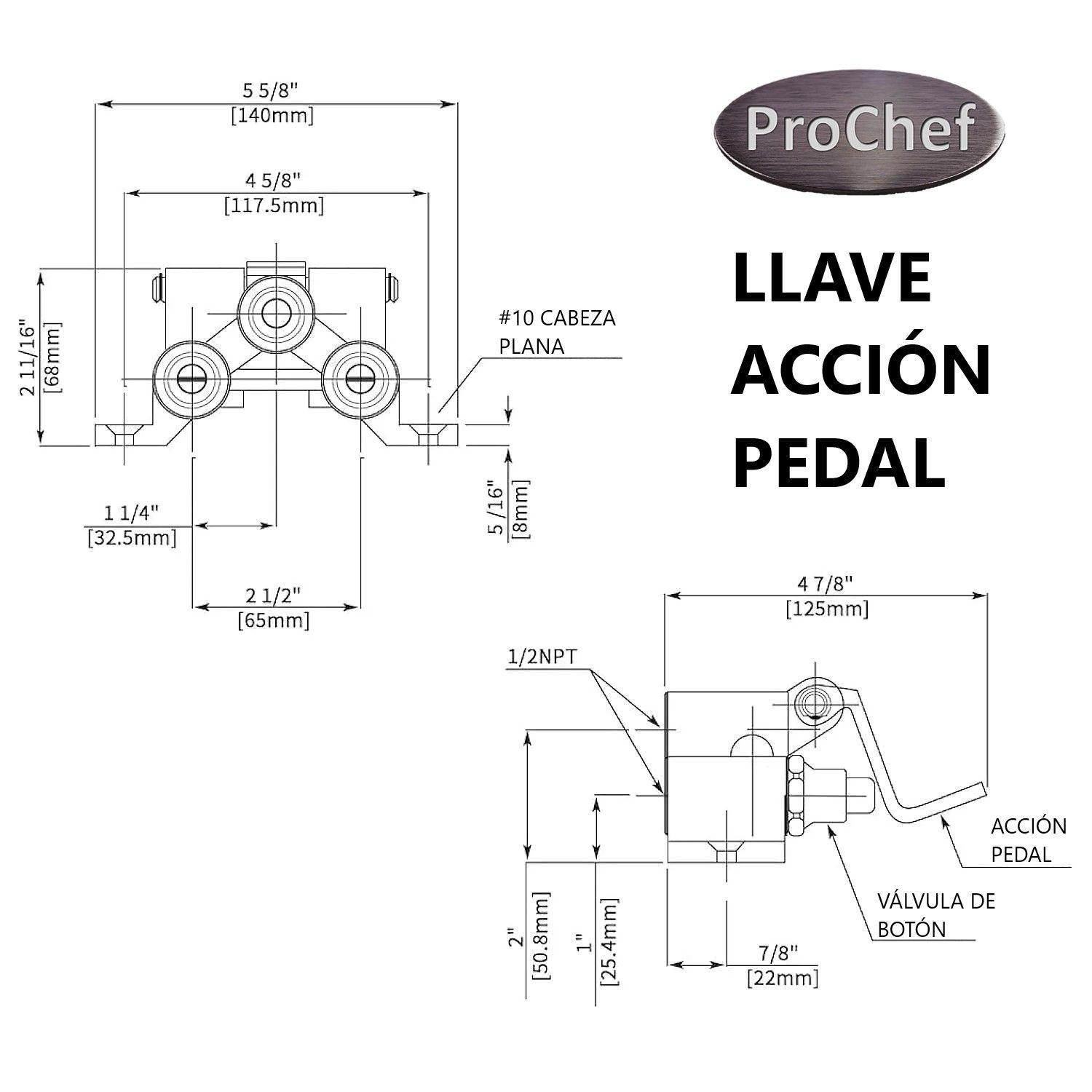 Llave Acción Pedal para Lavamanos Industrial-4