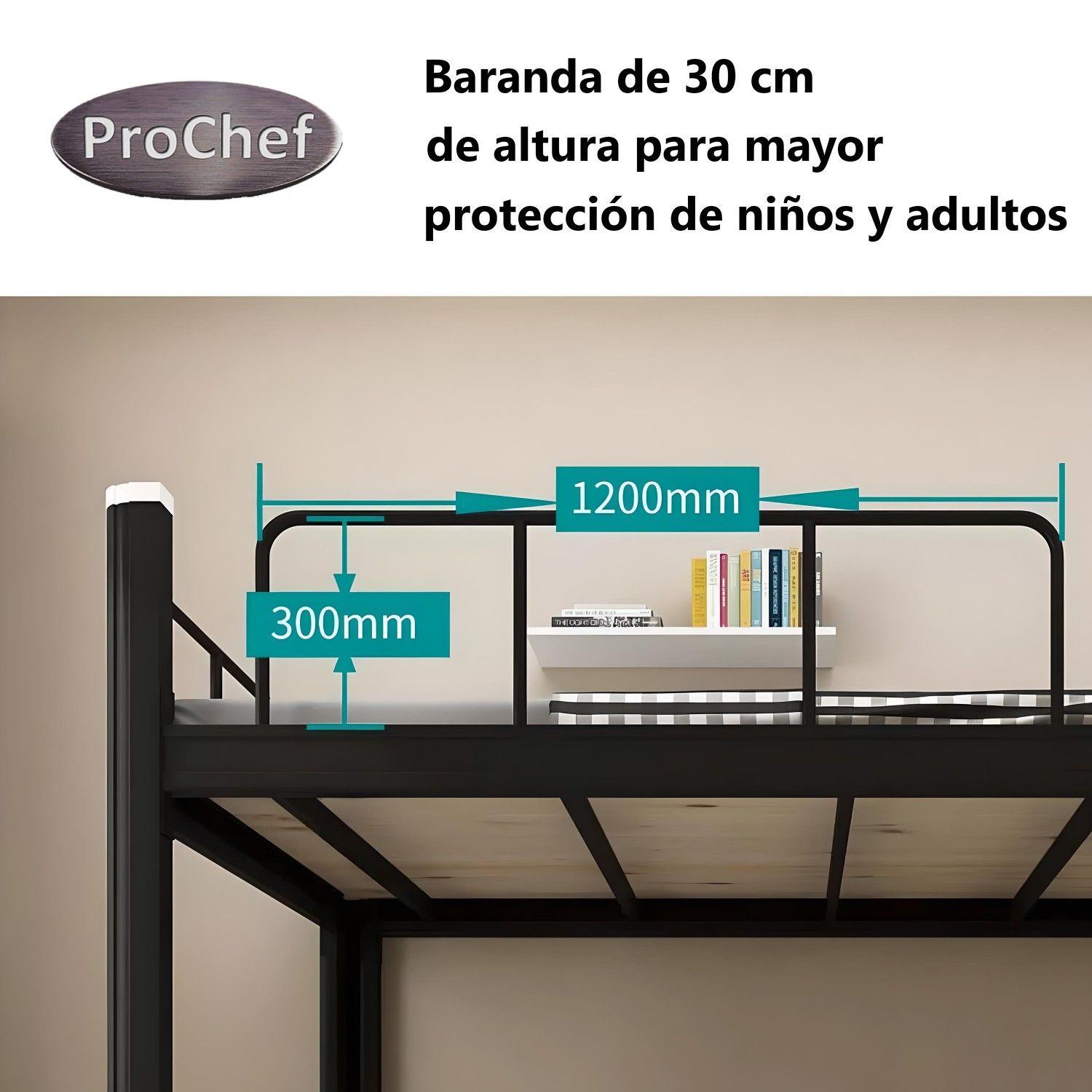 Camarote una Plaza Acero 90x200 cm Negro-4