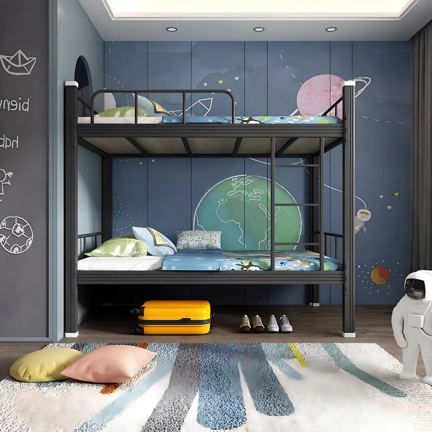 Camarote una Plaza Acero 90x200 cm Negro-2