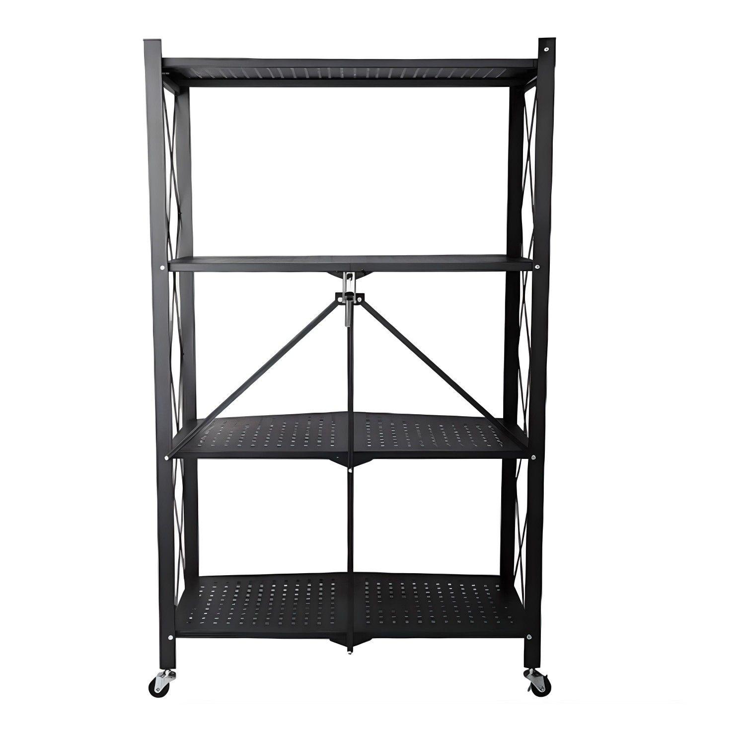Estante Plegable de Acero con Ruedas. 4 bandejas-3