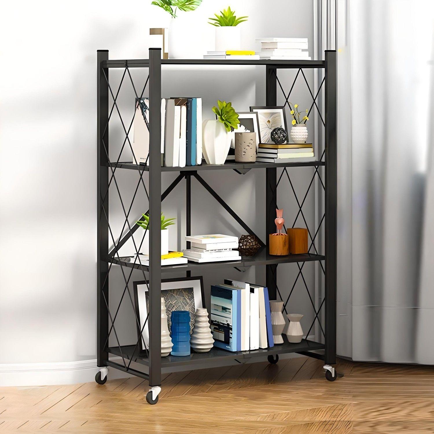 Estante Plegable de Acero con Ruedas. 4 bandejas-7