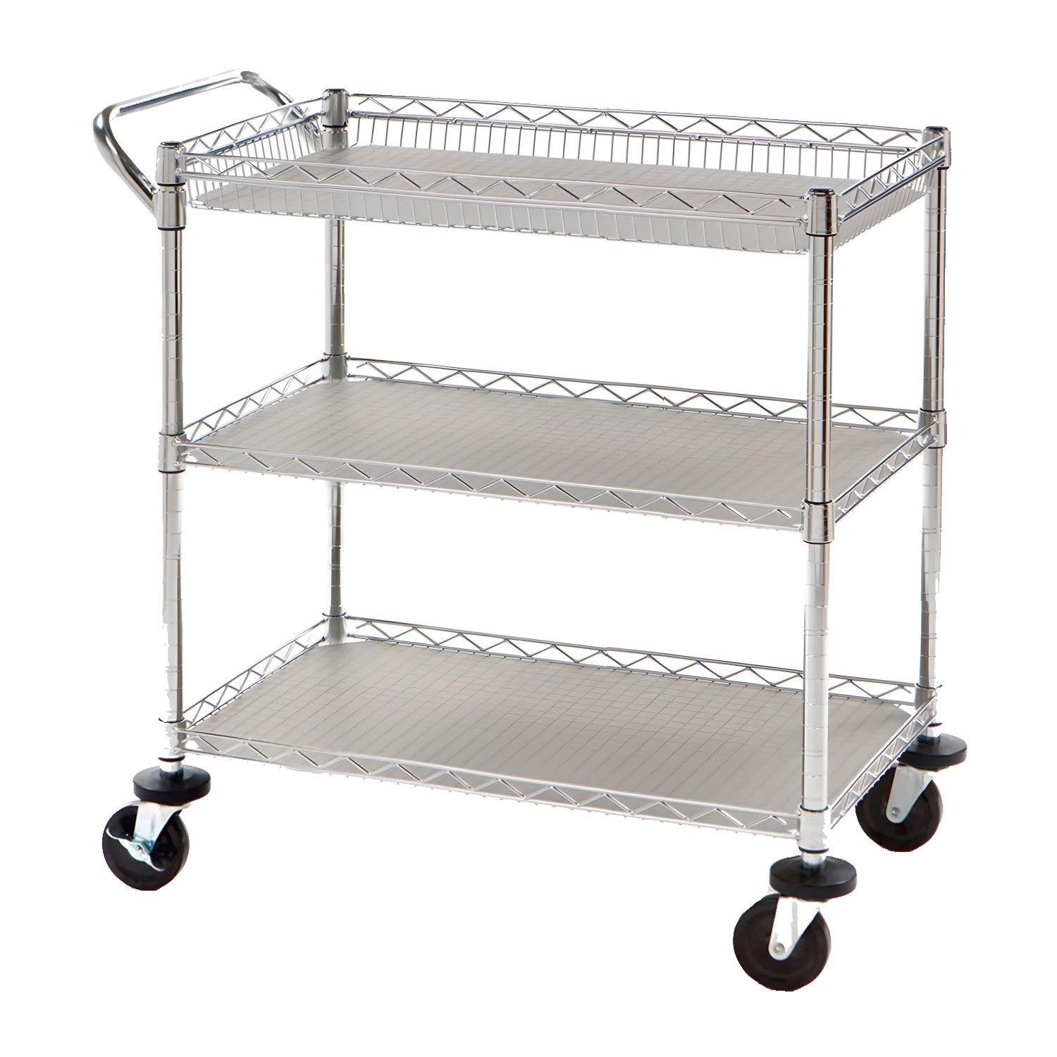 Carro Multiuso 90x45x100 cm Acero Cromado 3 Niveles CJ-A1523-1