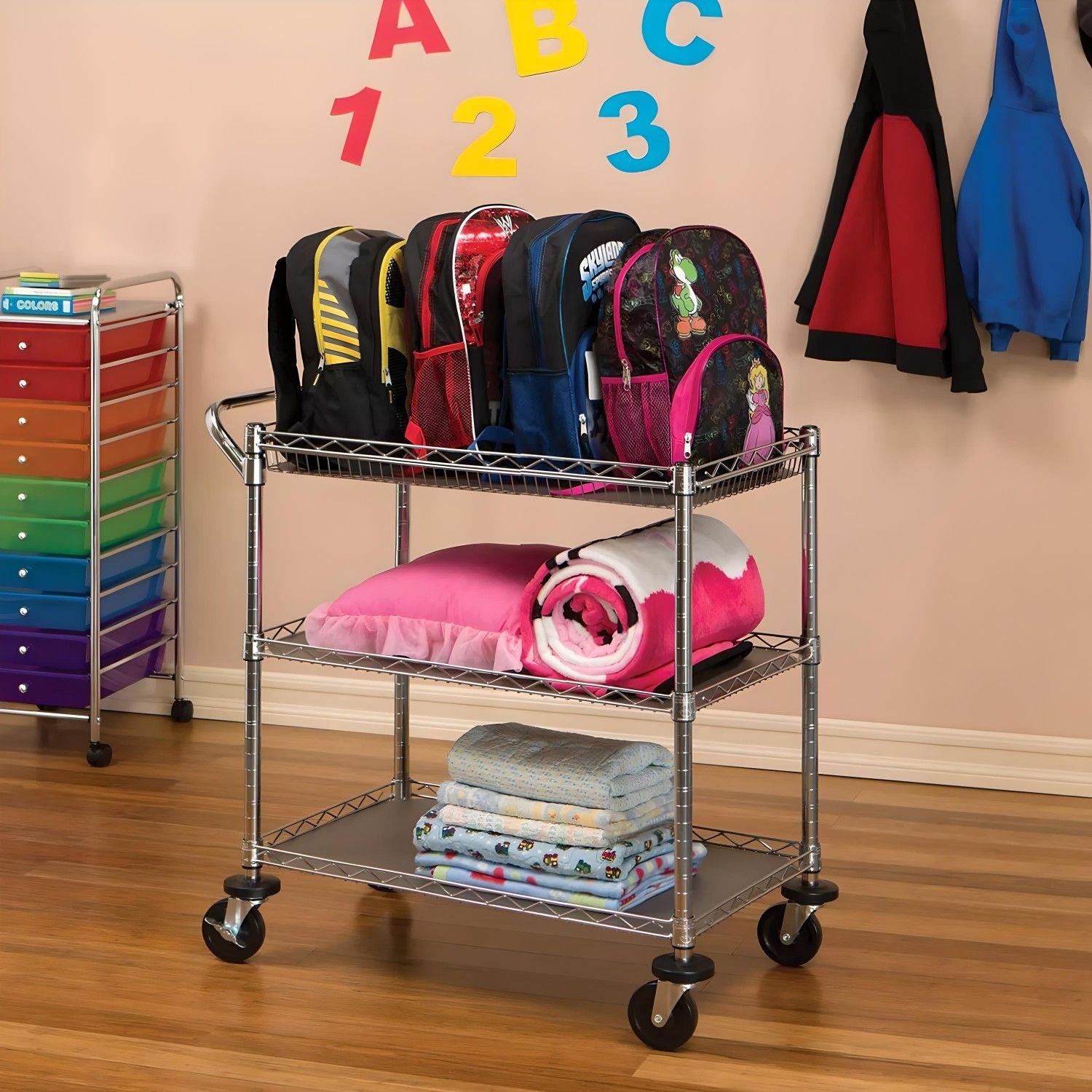 Carro Multiuso 90x45x100 cm Acero Cromado 3 Niveles CJ-A1523-4