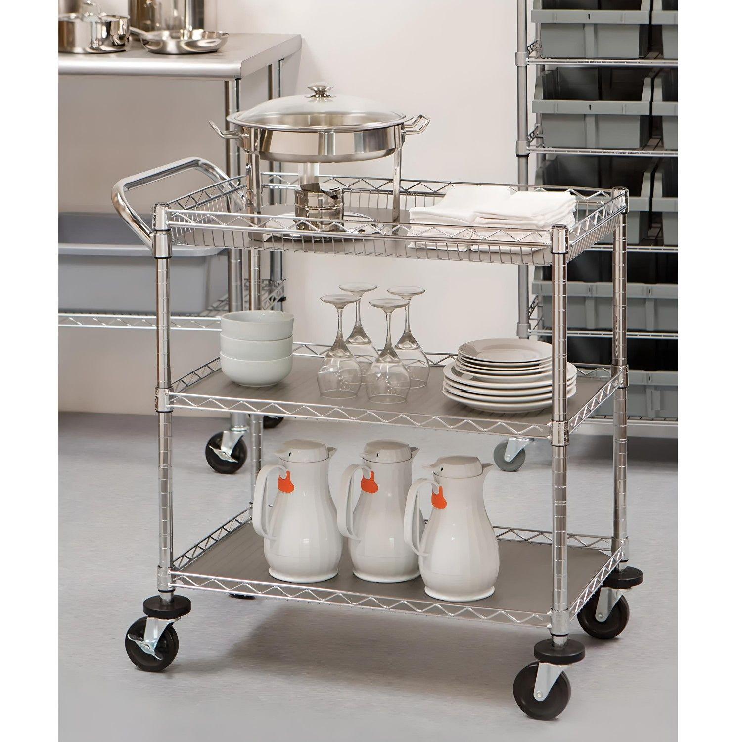 Carro Multiuso 90x45x100 cm Acero Cromado 3 Niveles CJ-A1523-5