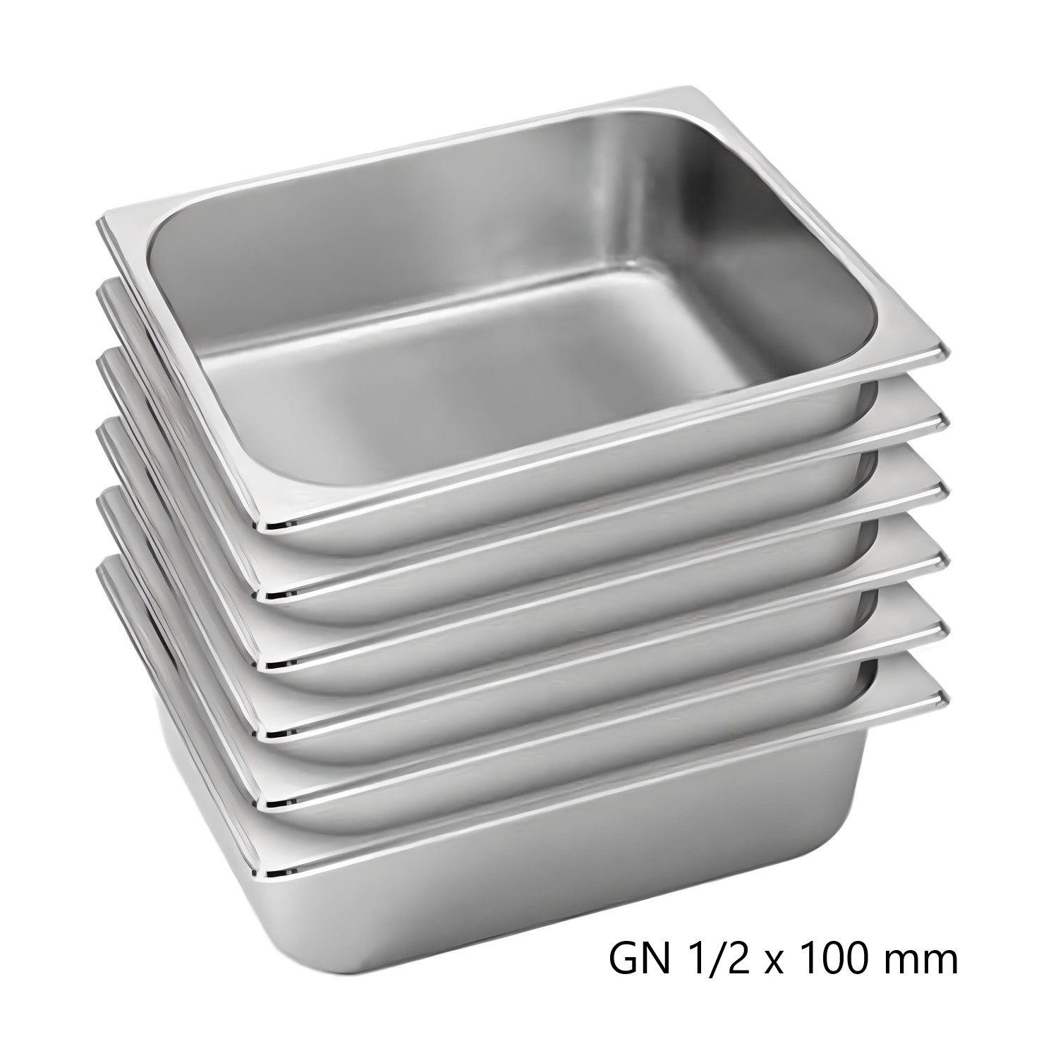 Pack 6 Depósitos Gastro GN 1/2 x 100 mm Acero Inox-2