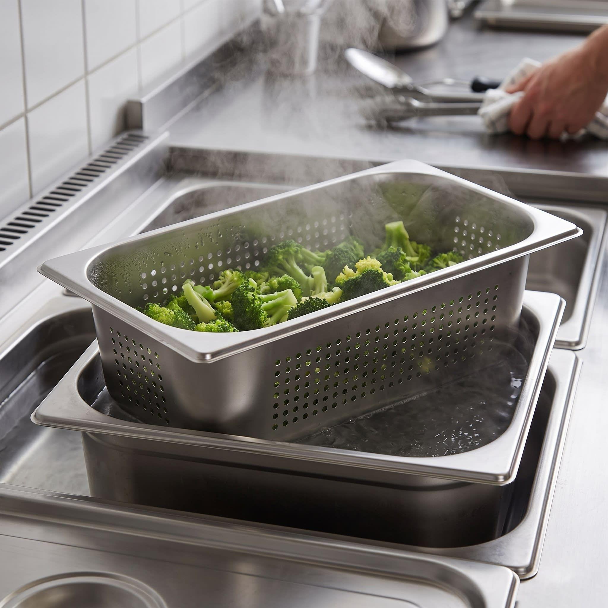 Pack 6 Depositos Gastro GN 1/3x 100 mm Acero Inox PERFORADO-2