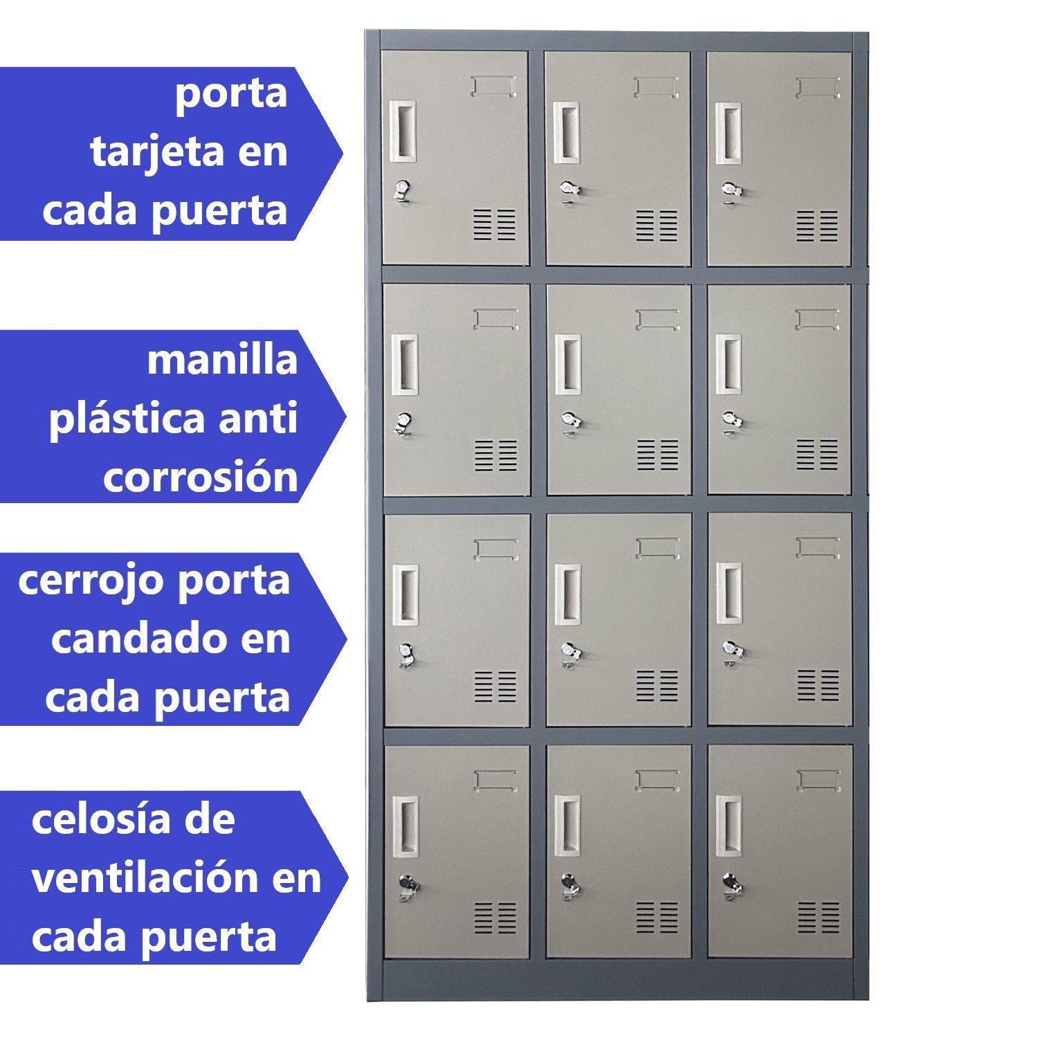 Locker Casillero metálico 3 Cuerpos 12 Puertas-2