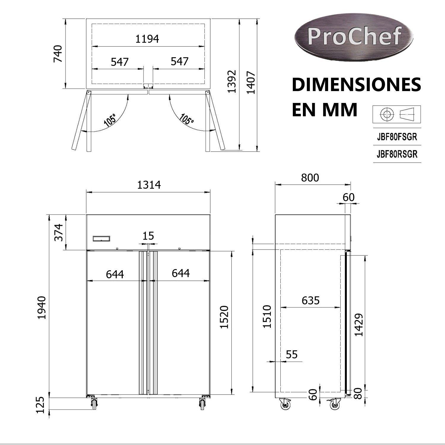 Refrigerador Industrial 860 Lt Acero Inox. Frío Forzado-3