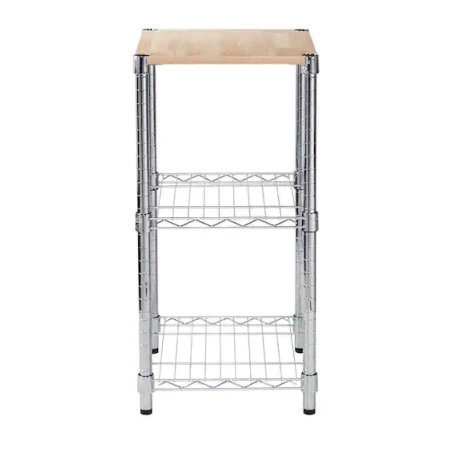 Mesa de apoyo 35x35x70 cm Acero Cromado Cubierta MDF-2