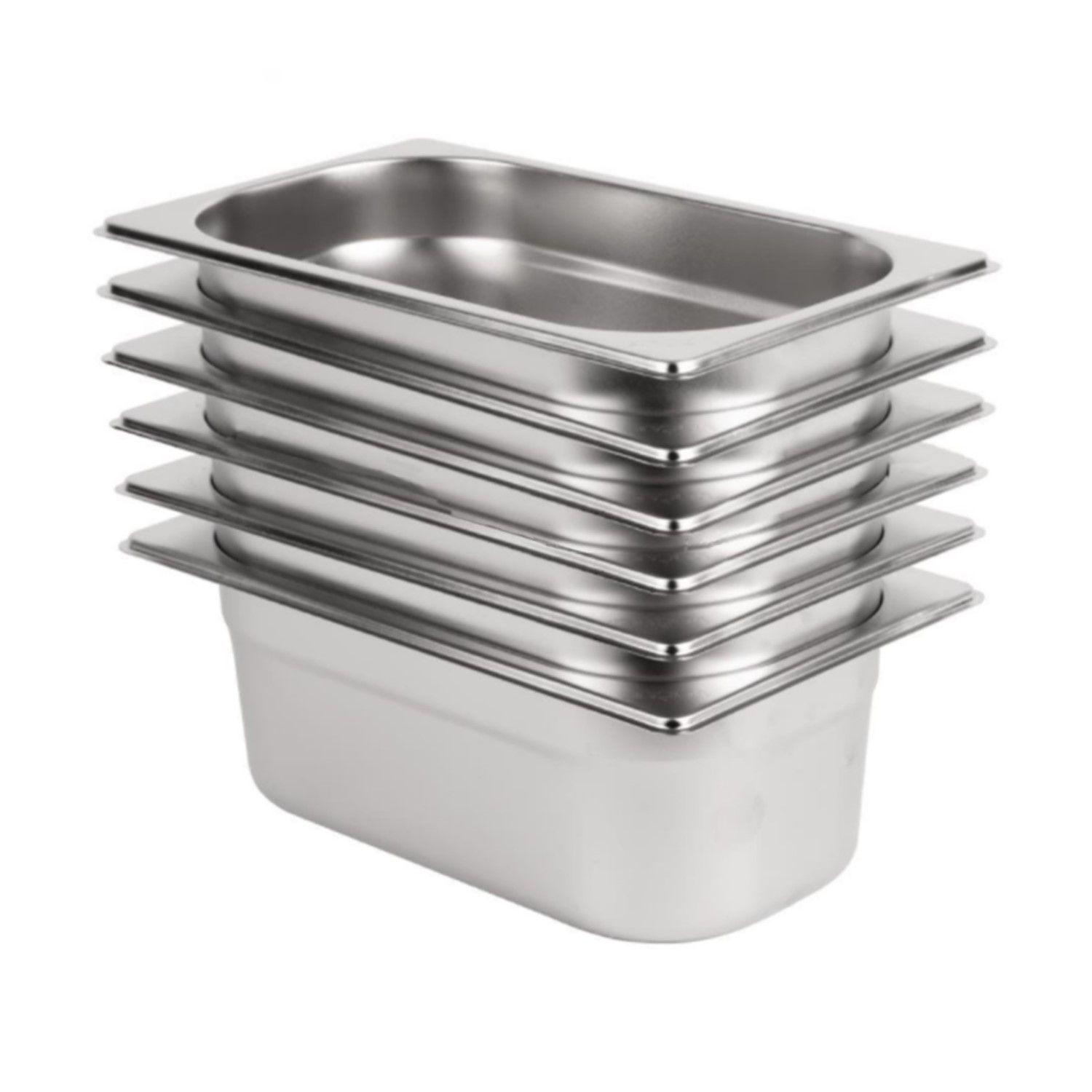 Pack 6 Depósitos Gastro GN 1/4 x 100 mm Acero Inox-0