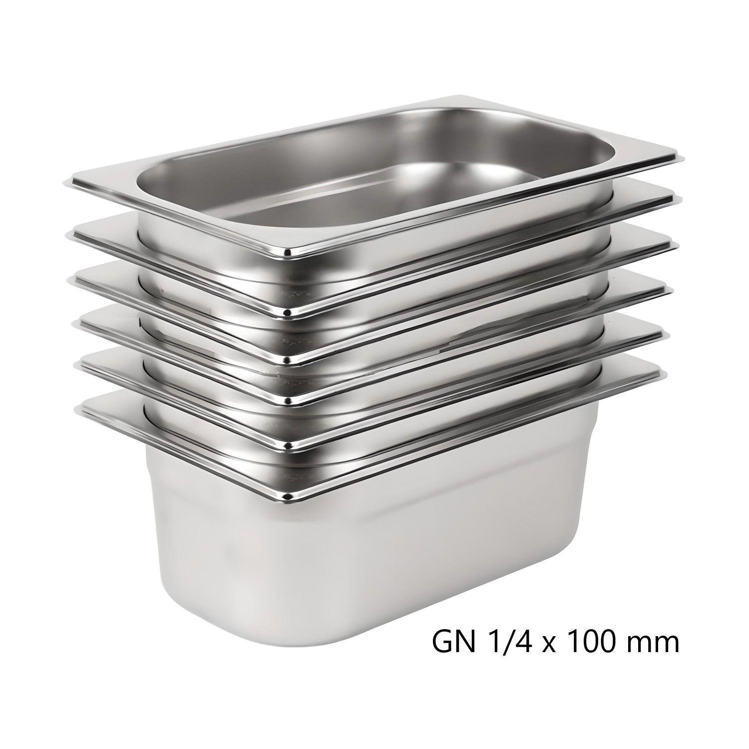 Pack 6 Depósitos Gastro GN 1/4 x 100 mm Acero Inox-2