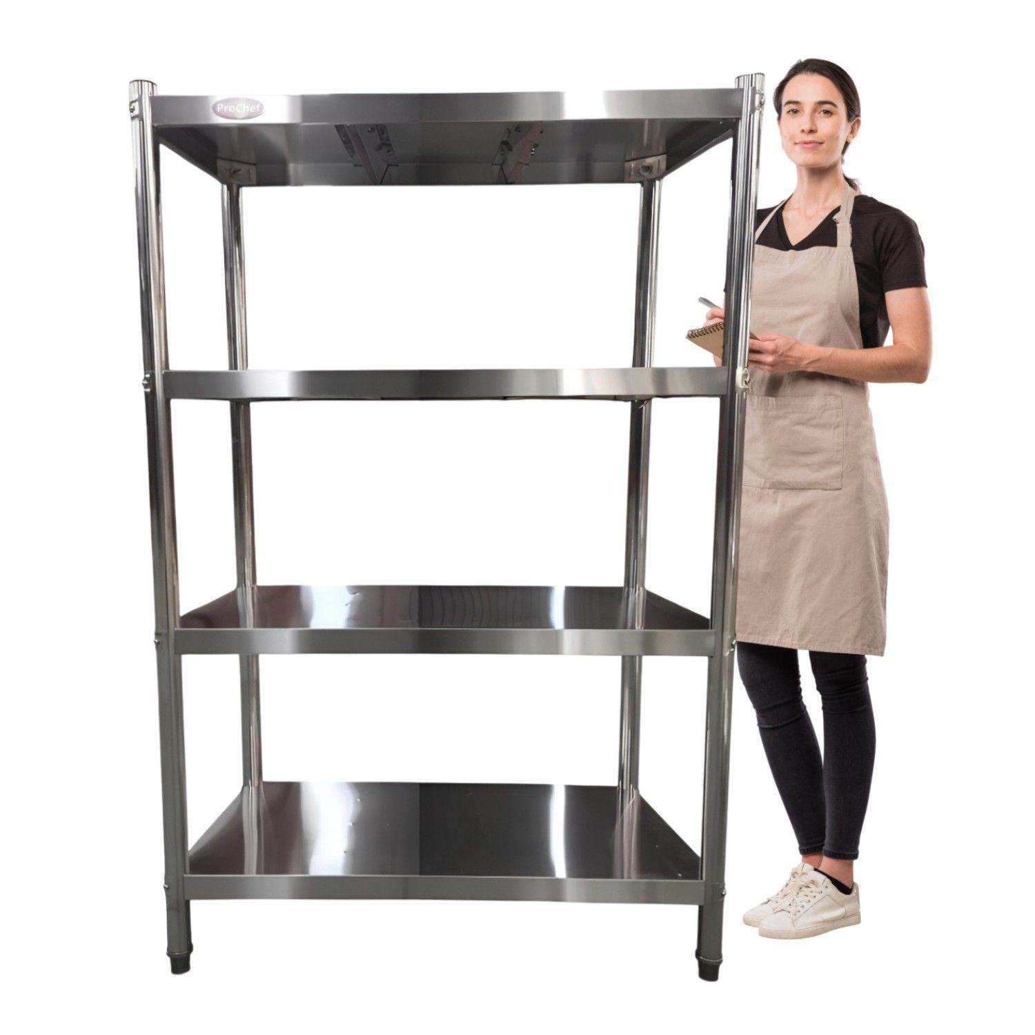 Estante 4 Bandejas lisas. 90x50x155 cm. Acero Inox-1