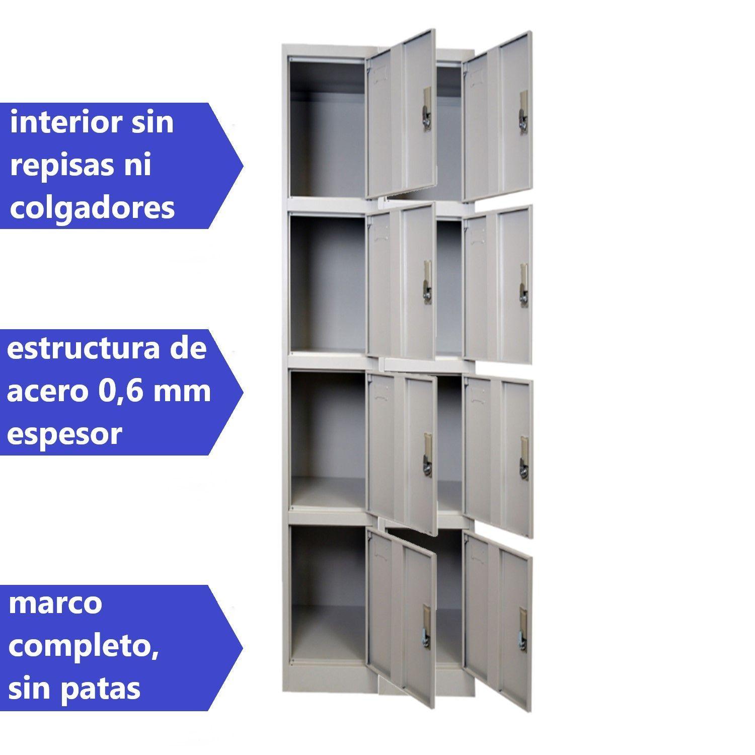 Locker Casillero metálico 2 Cuerpos 8 Puertas-3