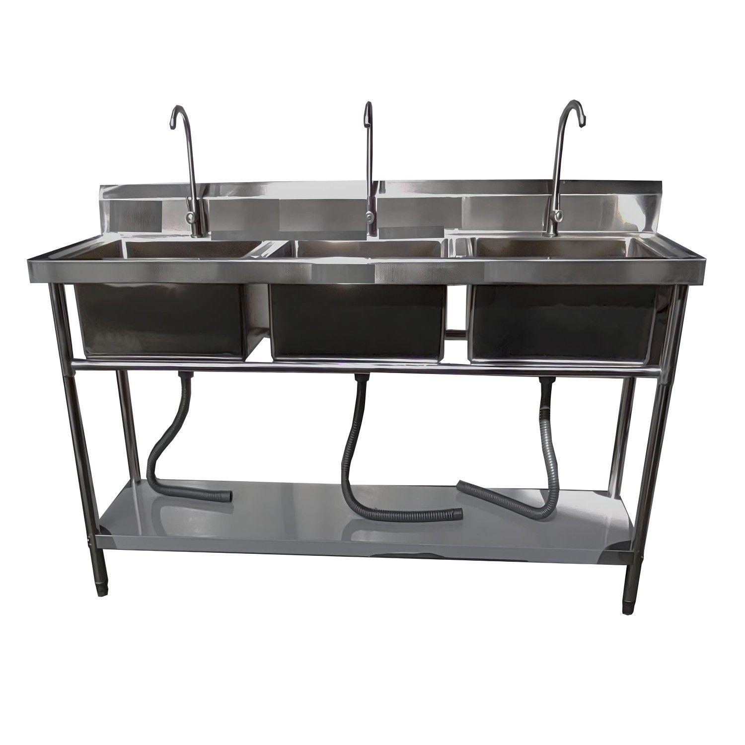 Lavafondos Triple Acero Inox. 150x60x90 cm.-8