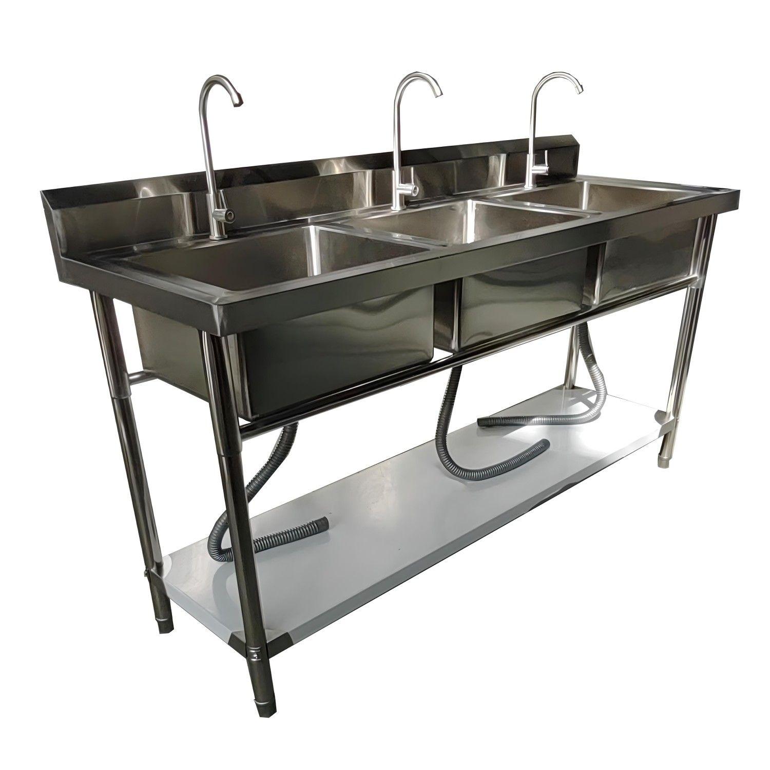 Lavafondos Triple Acero Inox. 150x60x90 cm.-2