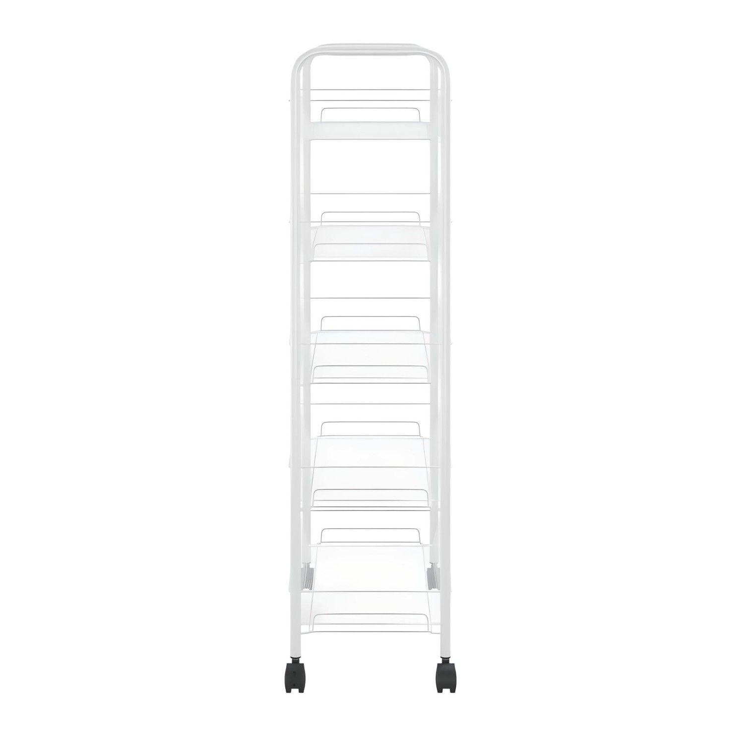 Carro Organizador Multiuso Acero Blanco 5 Bandejas Removibles-7
