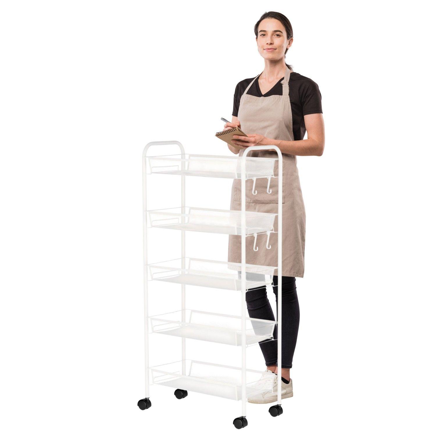 Carro Organizador Multiuso Acero Blanco 5 Bandejas Removibles-1