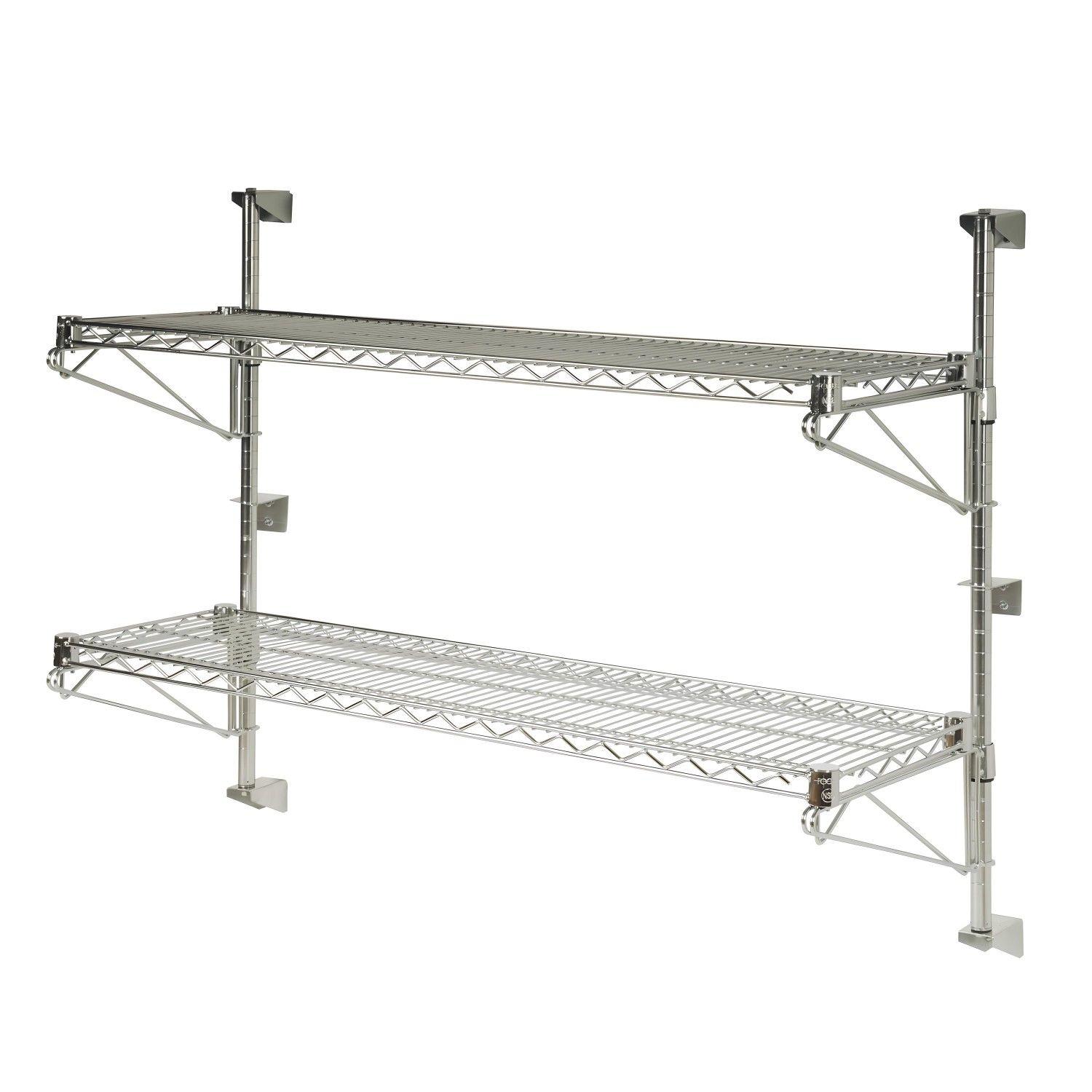 Repisa 2 bandejas 90x35x80 cm. Acero Cromado. Cap. 300 kg.-2