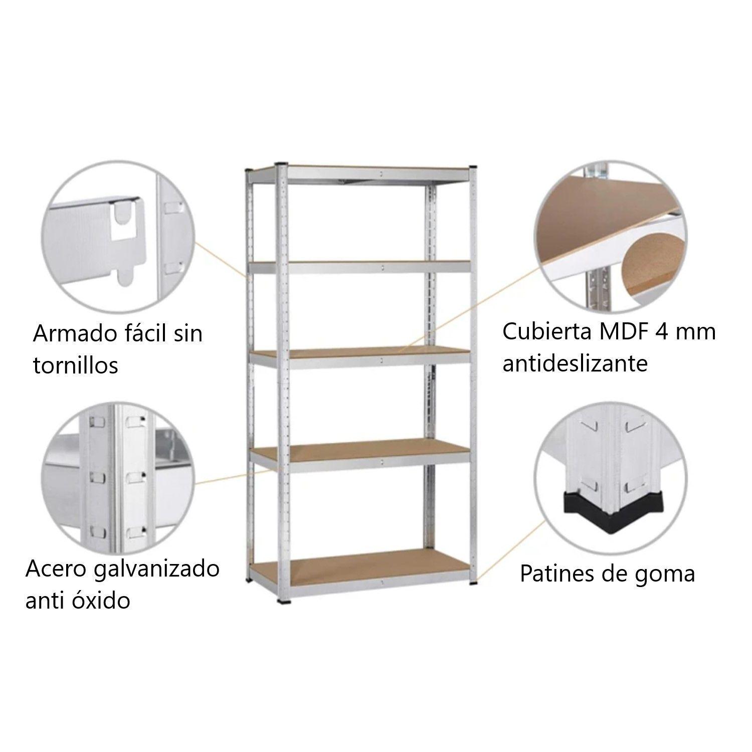 Estante Acero Galvanizado 90x40x180 cm. Cap 875 Kg-3