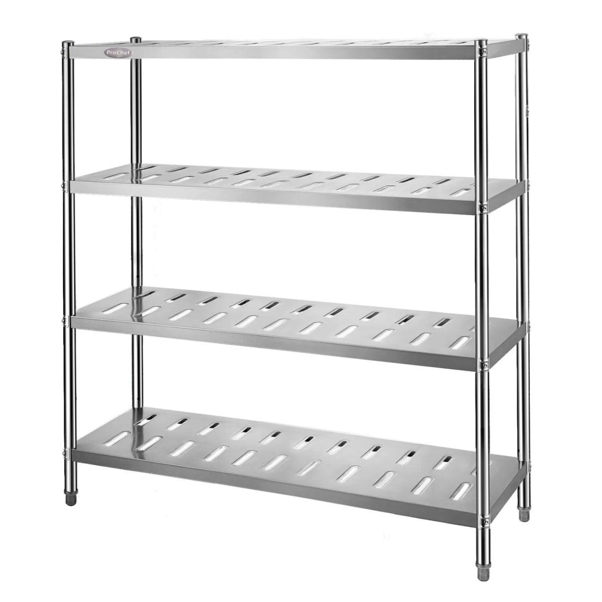Estante 4 Bandejas Perforadas 150x50x155 cm. Acero Inox-0