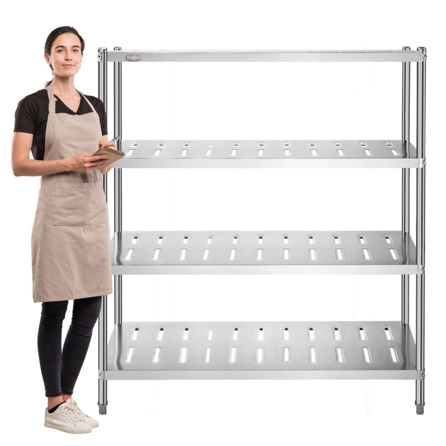 Estante 4 Bandejas Perforadas 150x50x155 cm. Acero Inox-1