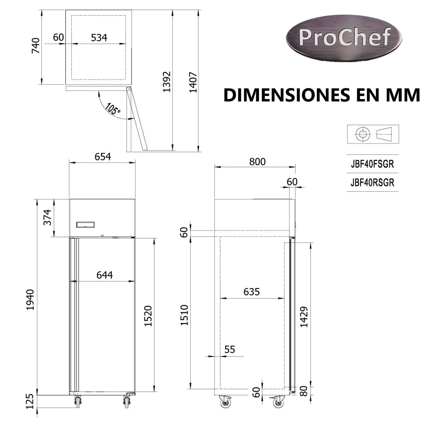 Congelador Industrial 430 Lt Acero Inox. Frío Forzado-6