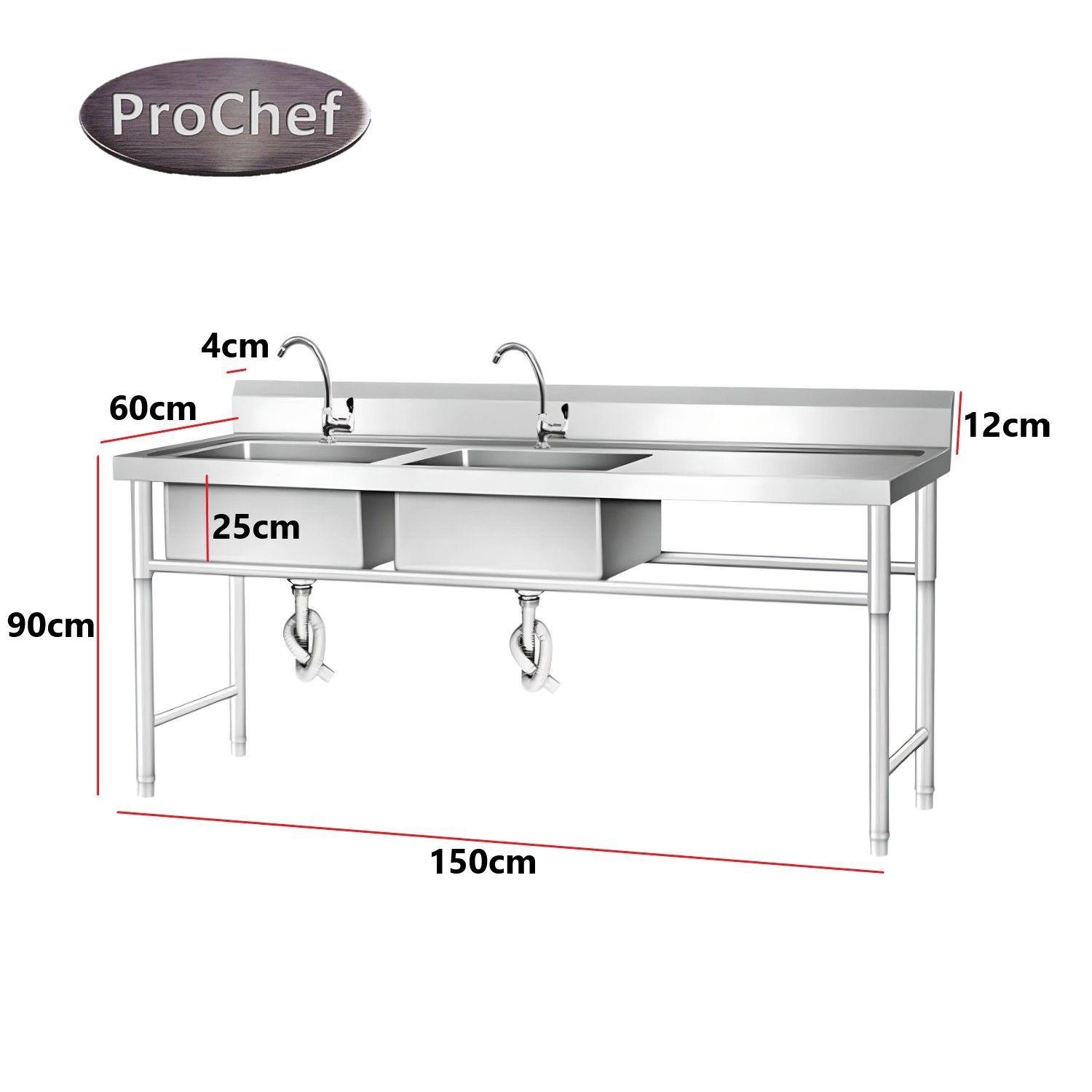 Lavafondos Doble Acero Inox. 150x60x90 cm. Secador derecho-3