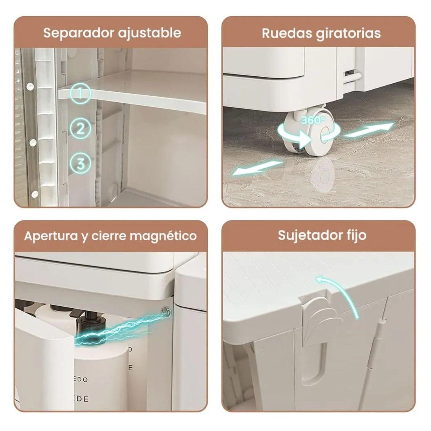 Carro Armario Organizador Plástico 3 niveles 25x29x126 cm.-6