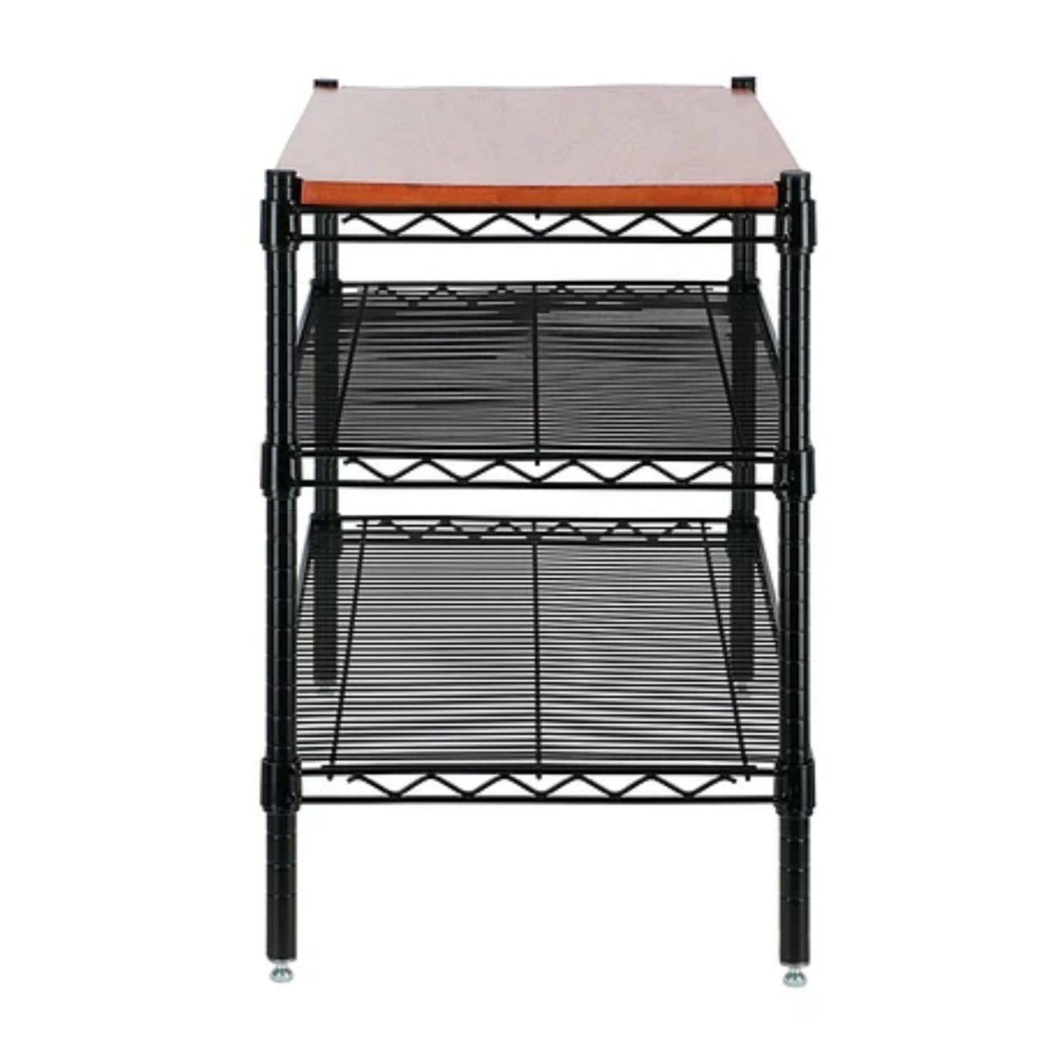 Mesa 90x45x60 cm Acero Pintado 3 bandejas. Cubierta Madera-4