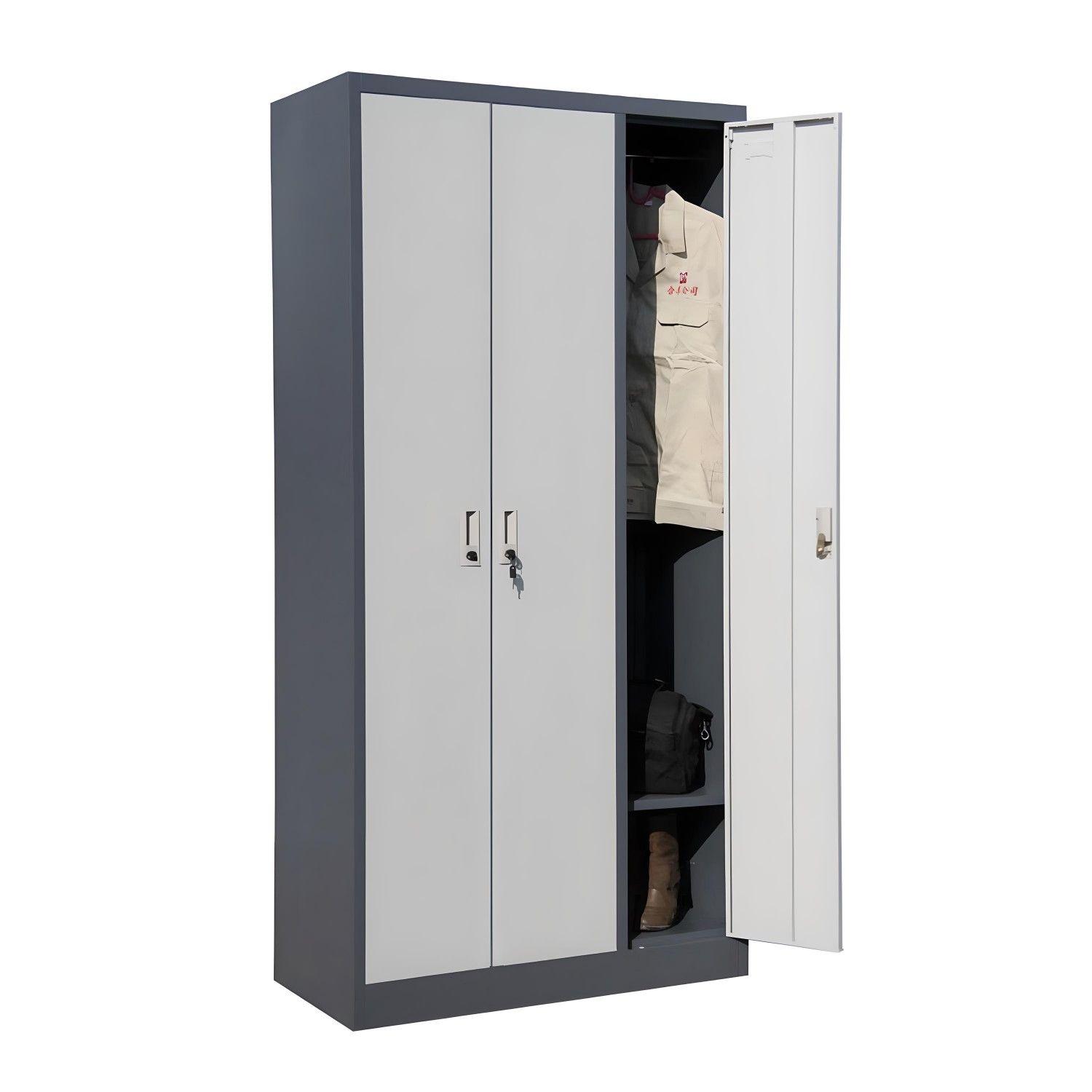 Armario de Acero 90x40x185 cm 7 Espacios 2 Cuerpos 3 Puertas-0