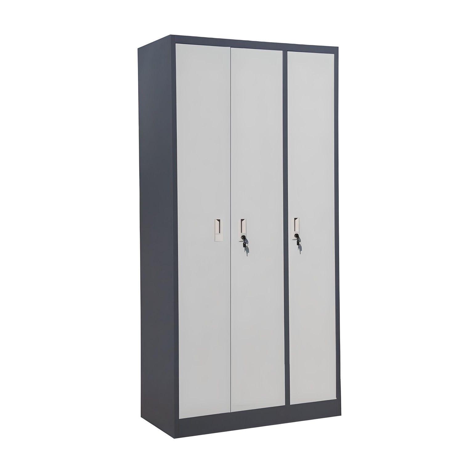 Armario de Acero 90x40x185 cm 7 Espacios 2 Cuerpos 3 Puertas-1
