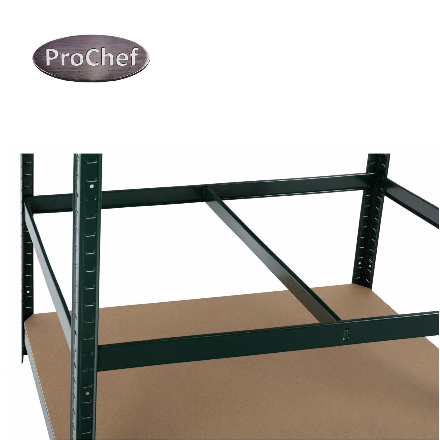 Mesa de Trabajo con Repisas Acero Negro 100x60x180 cm.-9