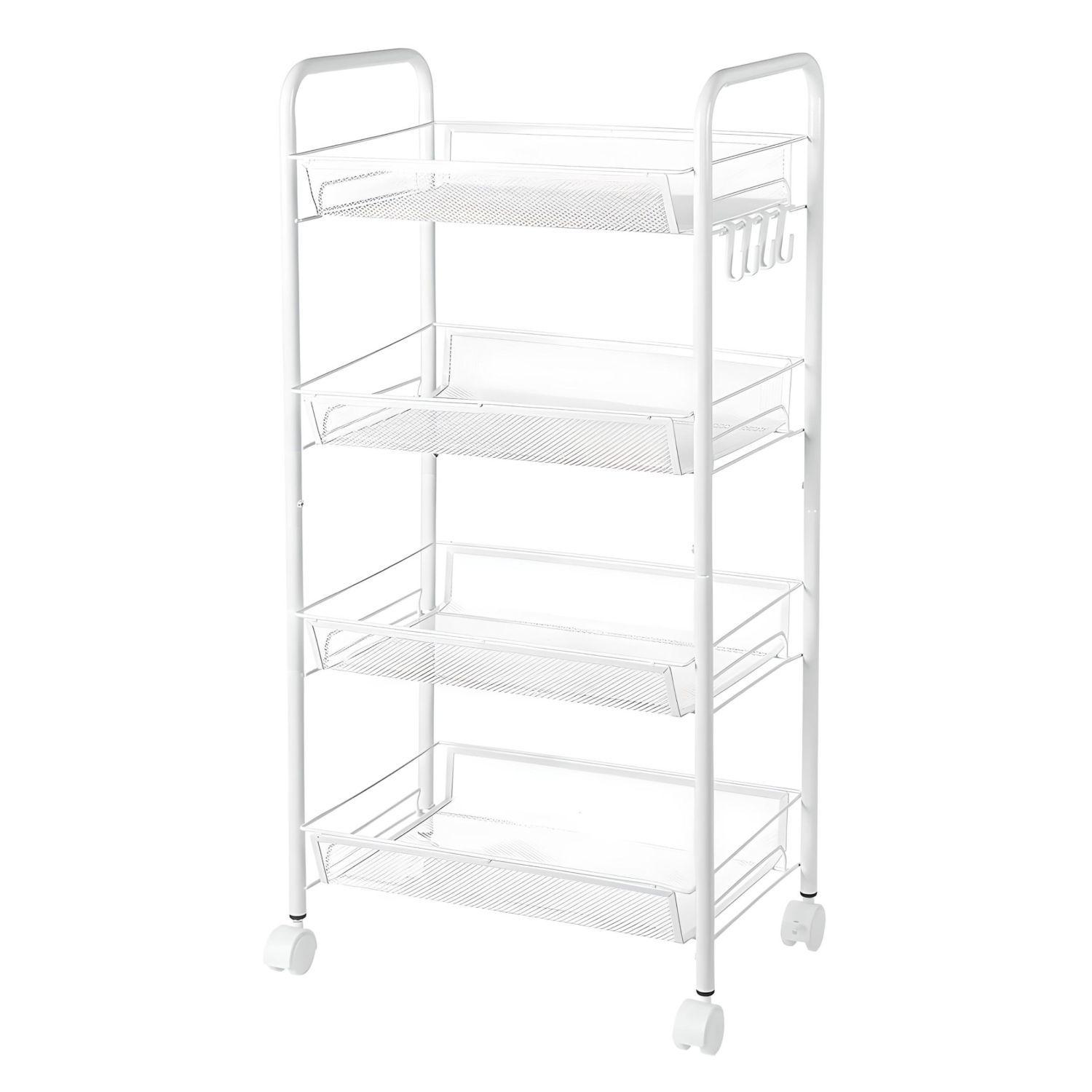 Carro Organizador Multiuso Acero Blanco 4 Bandejas Removibles-6
