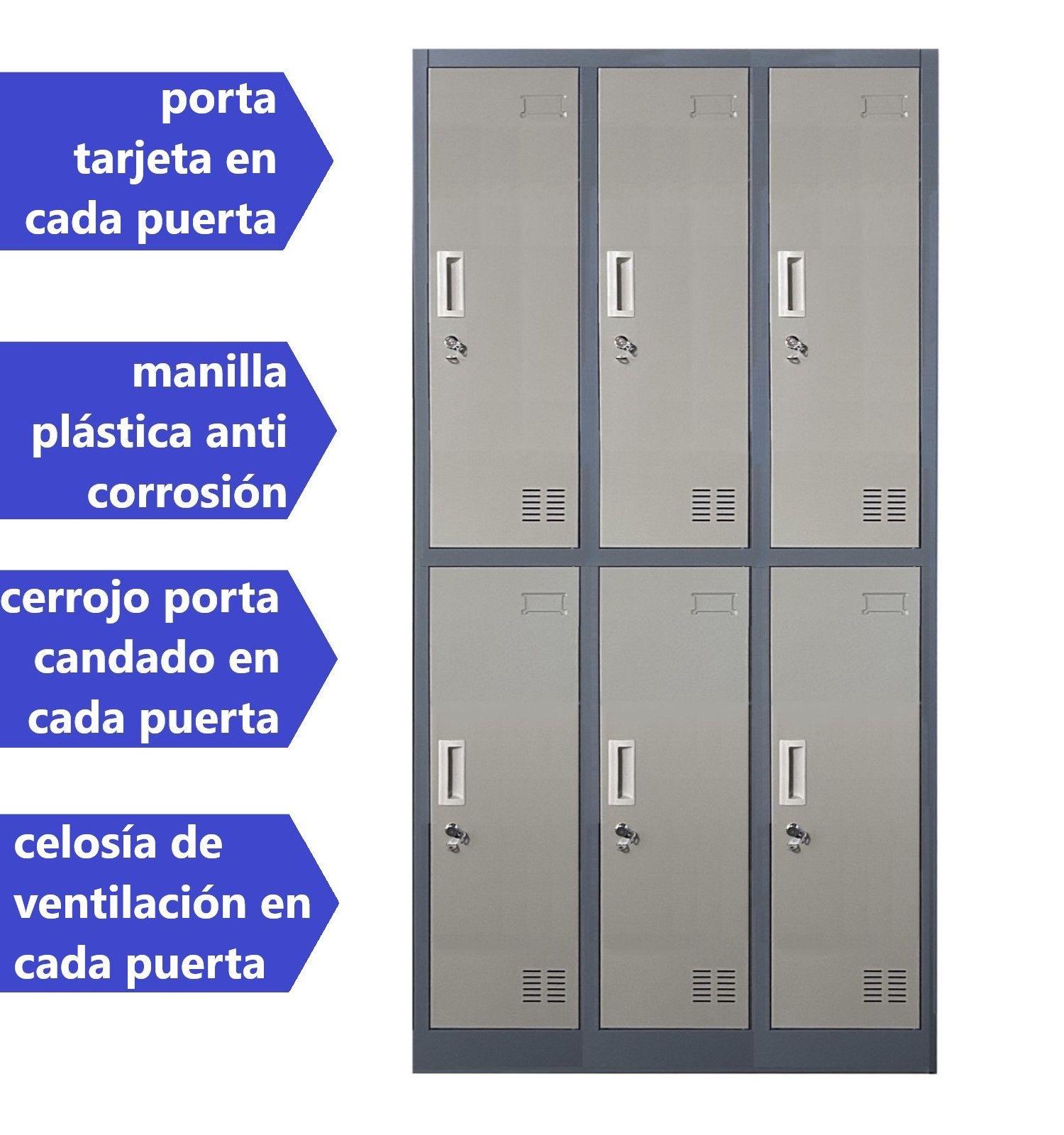 Locker Casillero metálico 3 Cuerpos 6 Puertas-2