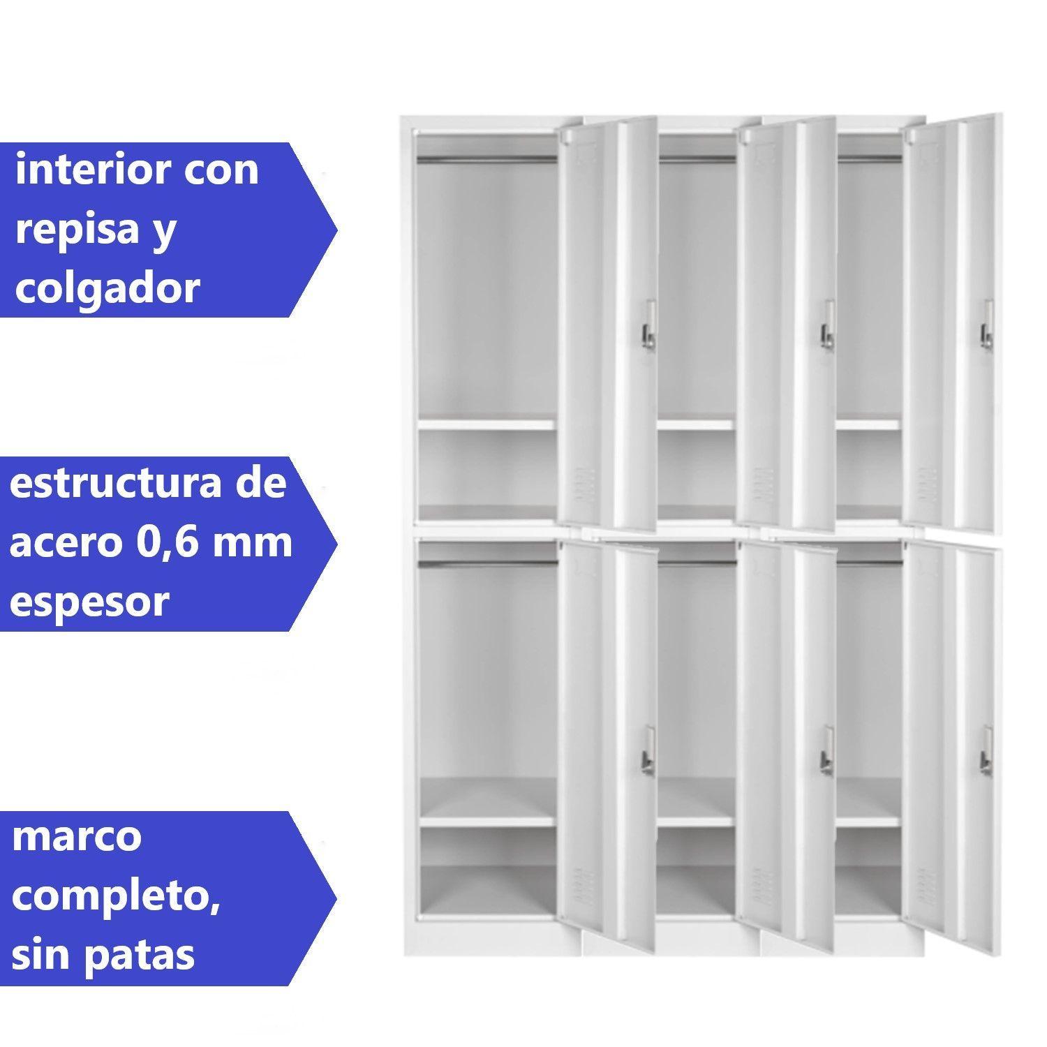 Locker Casillero metálico 3 Cuerpos 6 Puertas-3