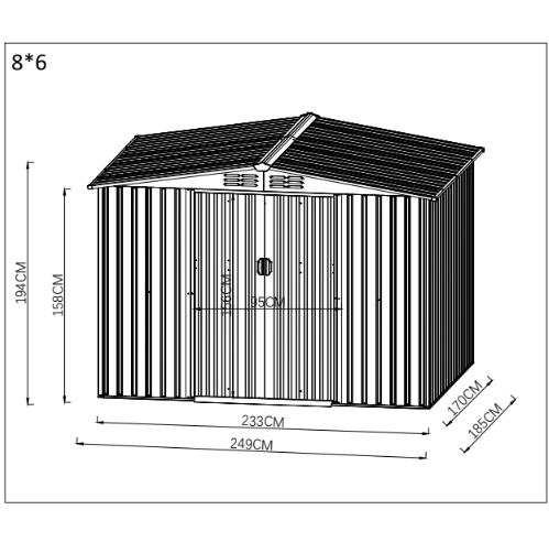 Bodega De Jardín Metálica 249x185x194 cm-1