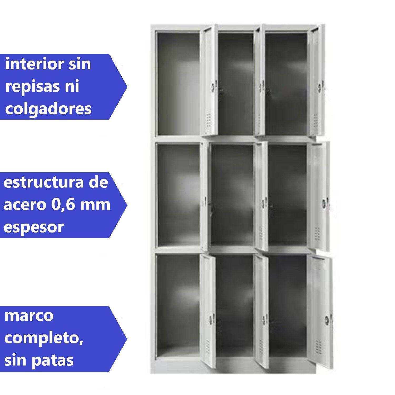 Locker Casillero metálico 3 Cuerpos 9 Puertas-3