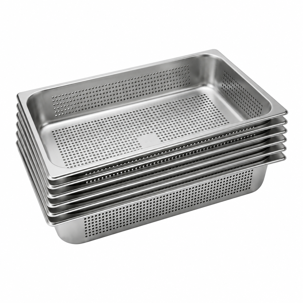 Pack 6 Depositos Gastro GN 1/1 x 100 mm Acero Inox PERFORADO-0