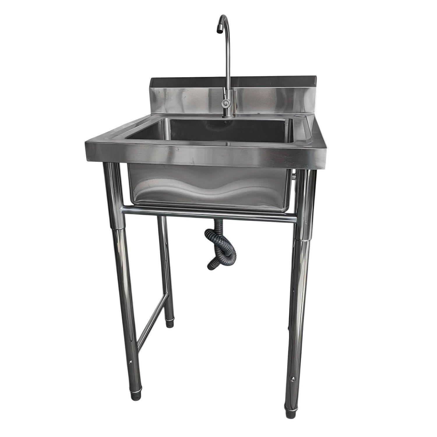 Lavafondos Acero Inoxidable 60x60x90 cm. Con Grifería-9