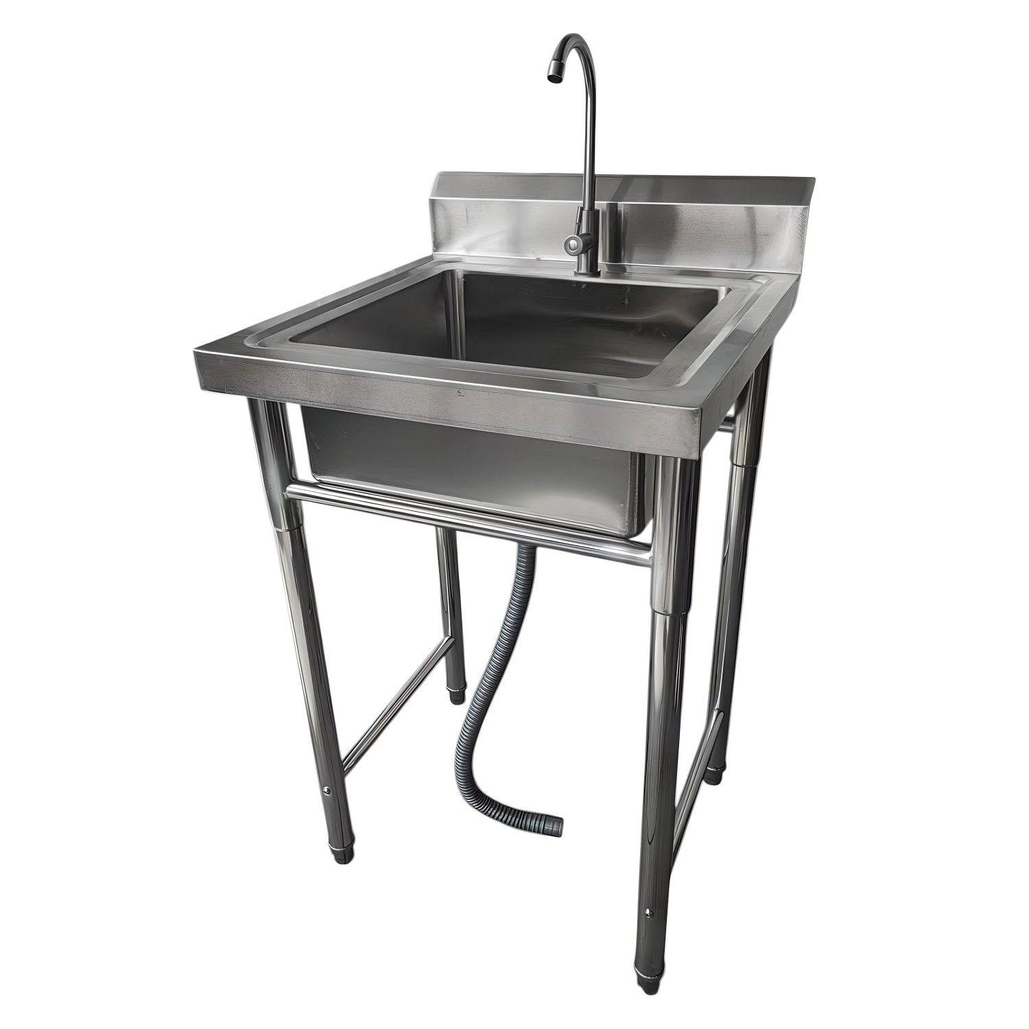 Lavafondos Acero Inoxidable 60x60x90 cm. Con Grifería-6