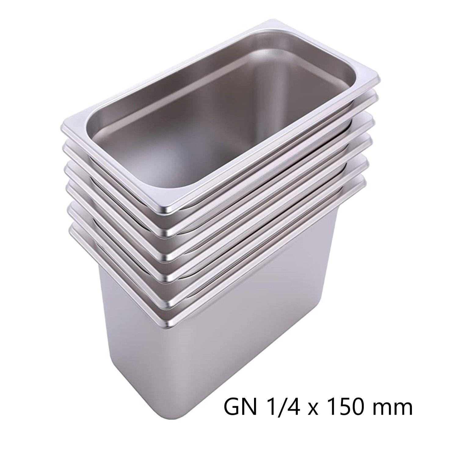 Pack 6 Depósitos Gastro GN 1/4 x 150 mm Acero Inox-1