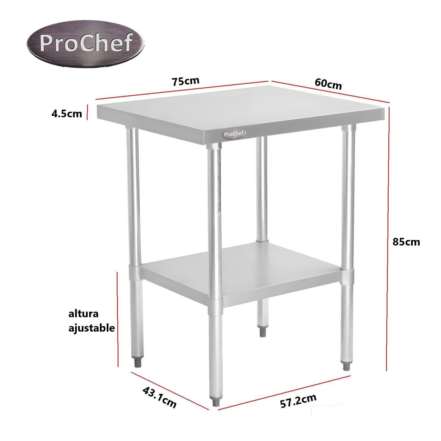 Mesón Centro ECO Acero Inoxidable 75x60x85 cm.-5
