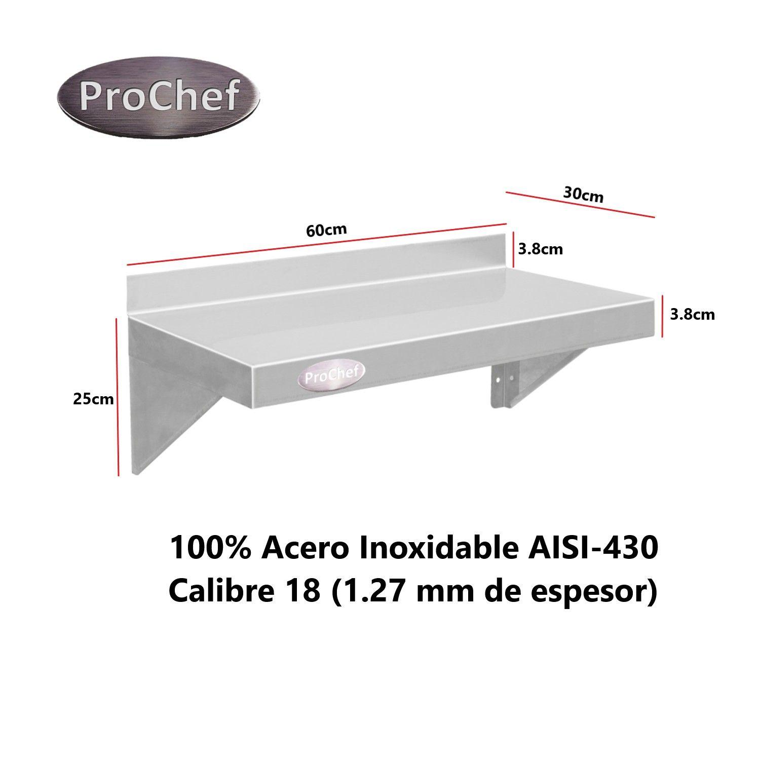 Repisa Mural 60x30 cm. Acero Inoxidable Liso-3