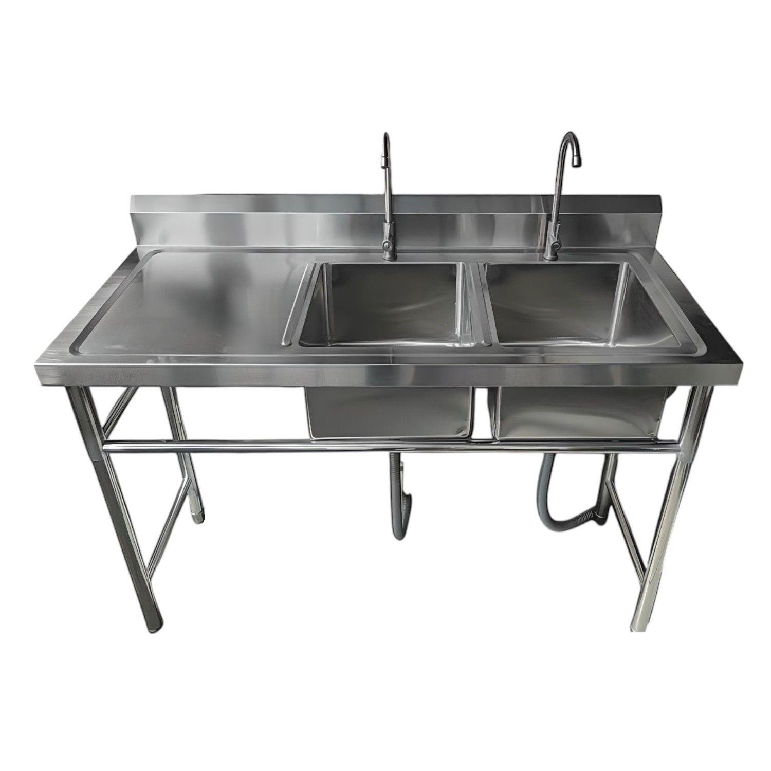 Lavafondos Doble Acero Inox. 150x60x90 cm. Secador izquierdo-9