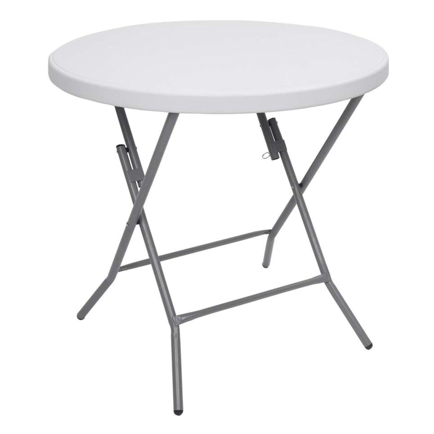 Mesa Plegable Redonda 80 Cm. Acero y Plastico-0