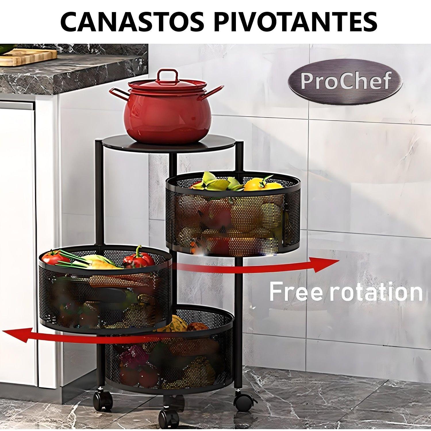 Carro Organizador 3 Canastos Pivotantes Redondos-5