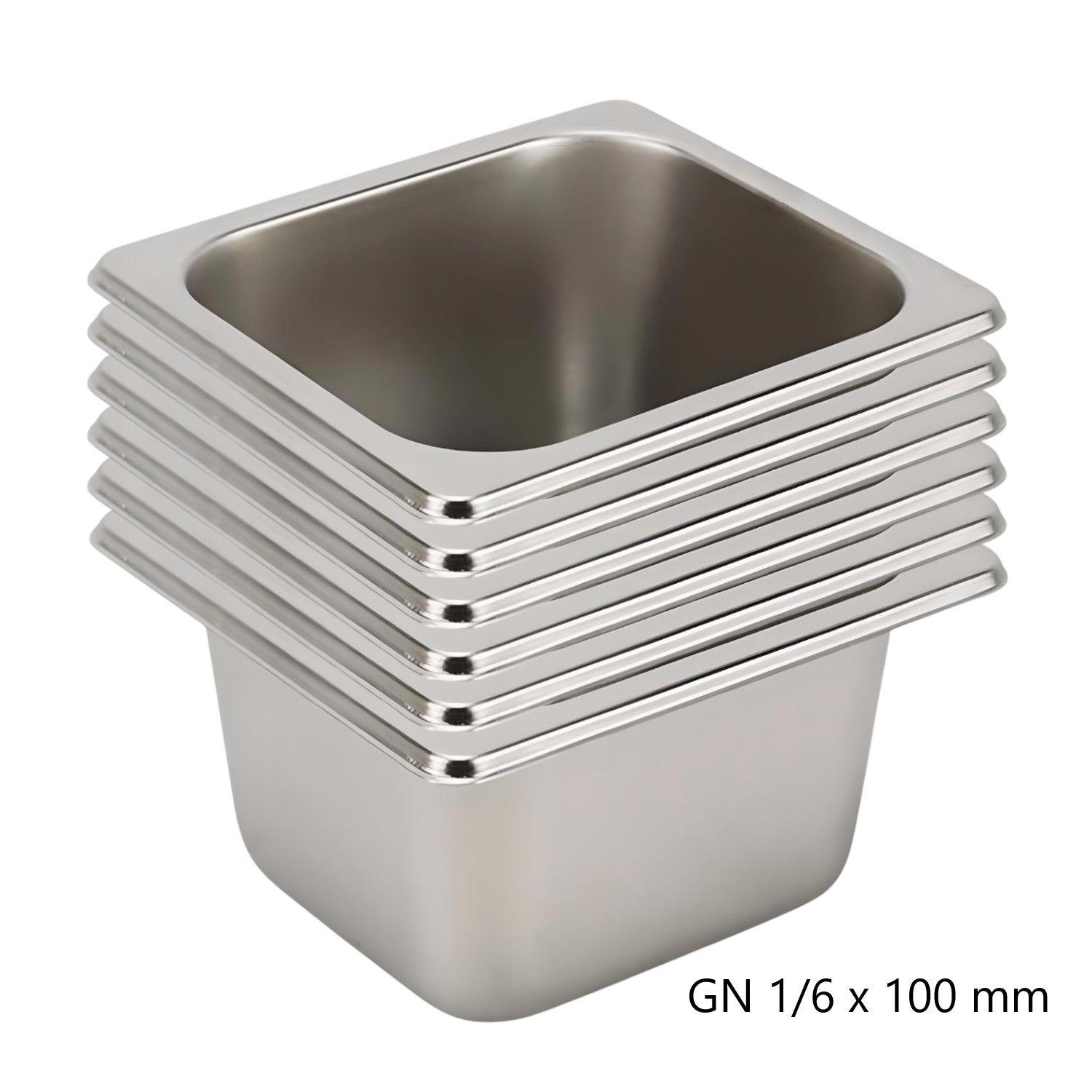 Pack 6 Depósitos Gastro GN 1/6 x 100 mm Acero Inox-5