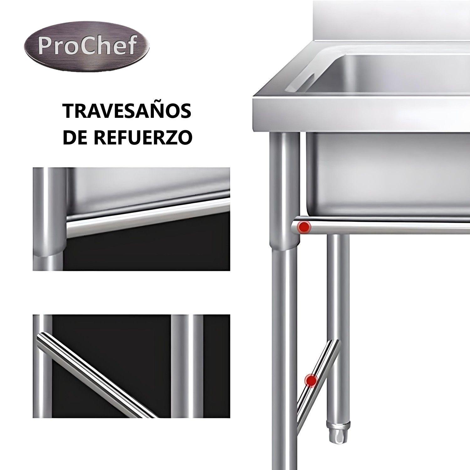 Lavafondos Doble Acero Inox. 175x60x90 cm. Secador derecho-4